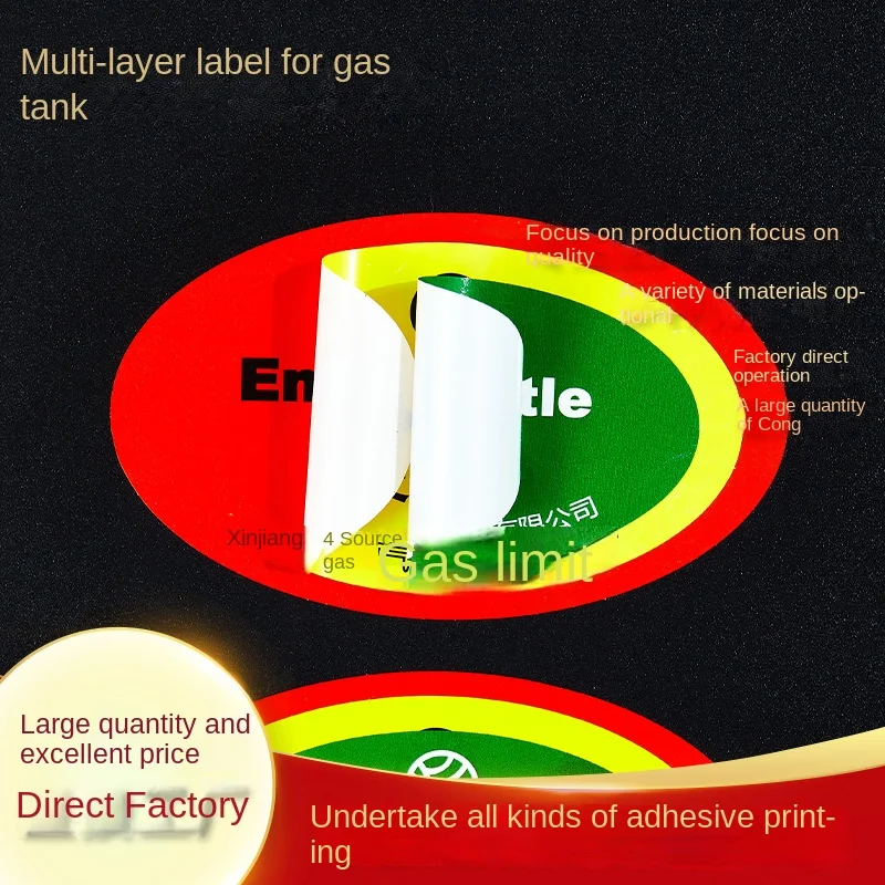 High Argon Gas Cylinder Label Three-Layer Multi-Layer Iron Steel Adhesive Sticker Warning Dangerous Liquefied Oxygen CO2 Tank