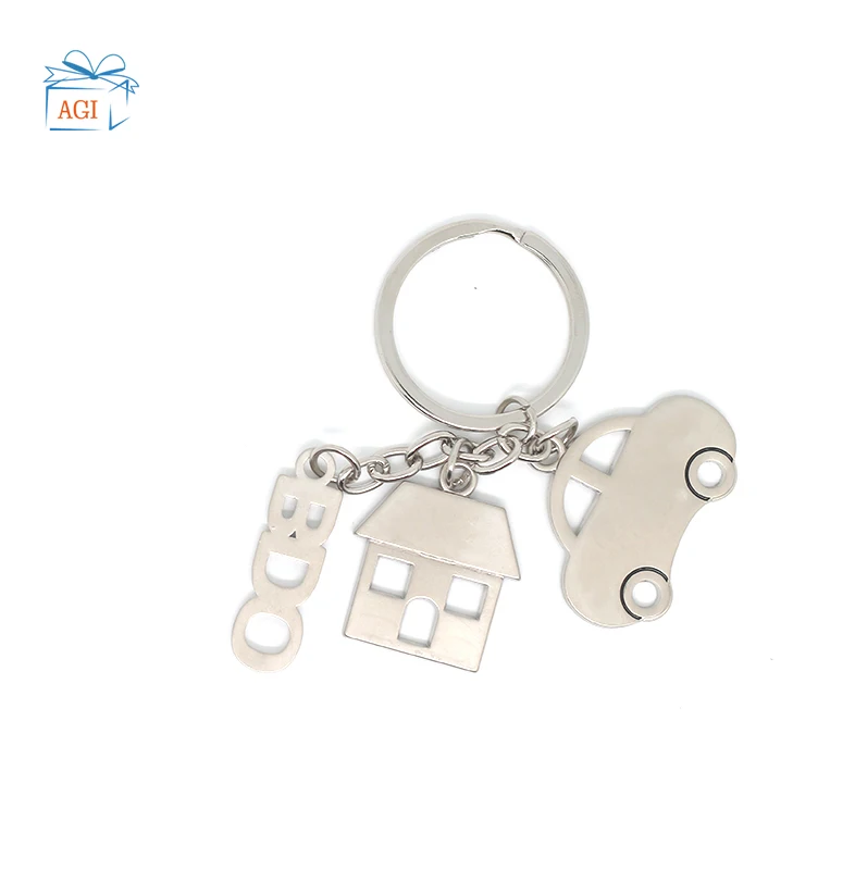 Supplier Design Sublimation House Shaped Key Chains Metal Keychain