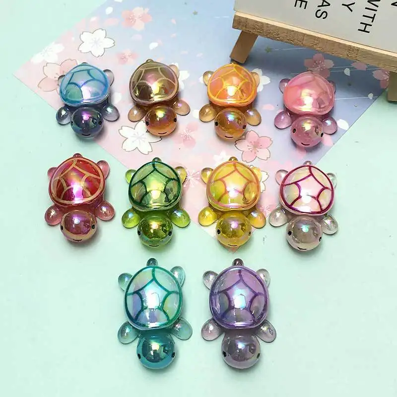Electroplated Resin Molds Turtle Keychains Bracelet Phone Case Resin Pendant Ornament Tabletop Resin Charms for Decoration