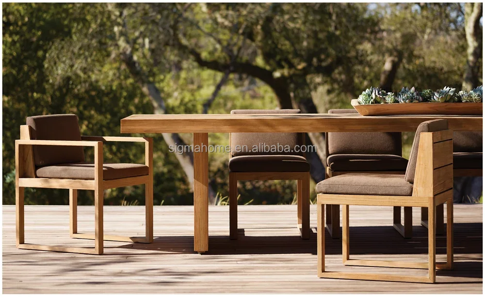 Modern Luxury Outdoor Teak Wood Rectangle Dining Table All Weather ...