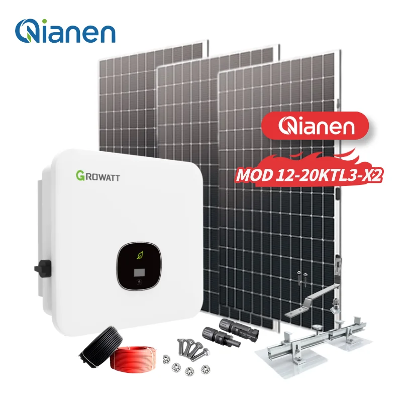 QIANEN On-grid 12 kW-20 kW Solární Energetický Systém Kompletní sada se střídačem a polykrystalickým solárním panelem pro domácí použití