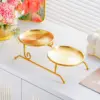 14cm stainless steel round gold tray with gold upper and lower frame