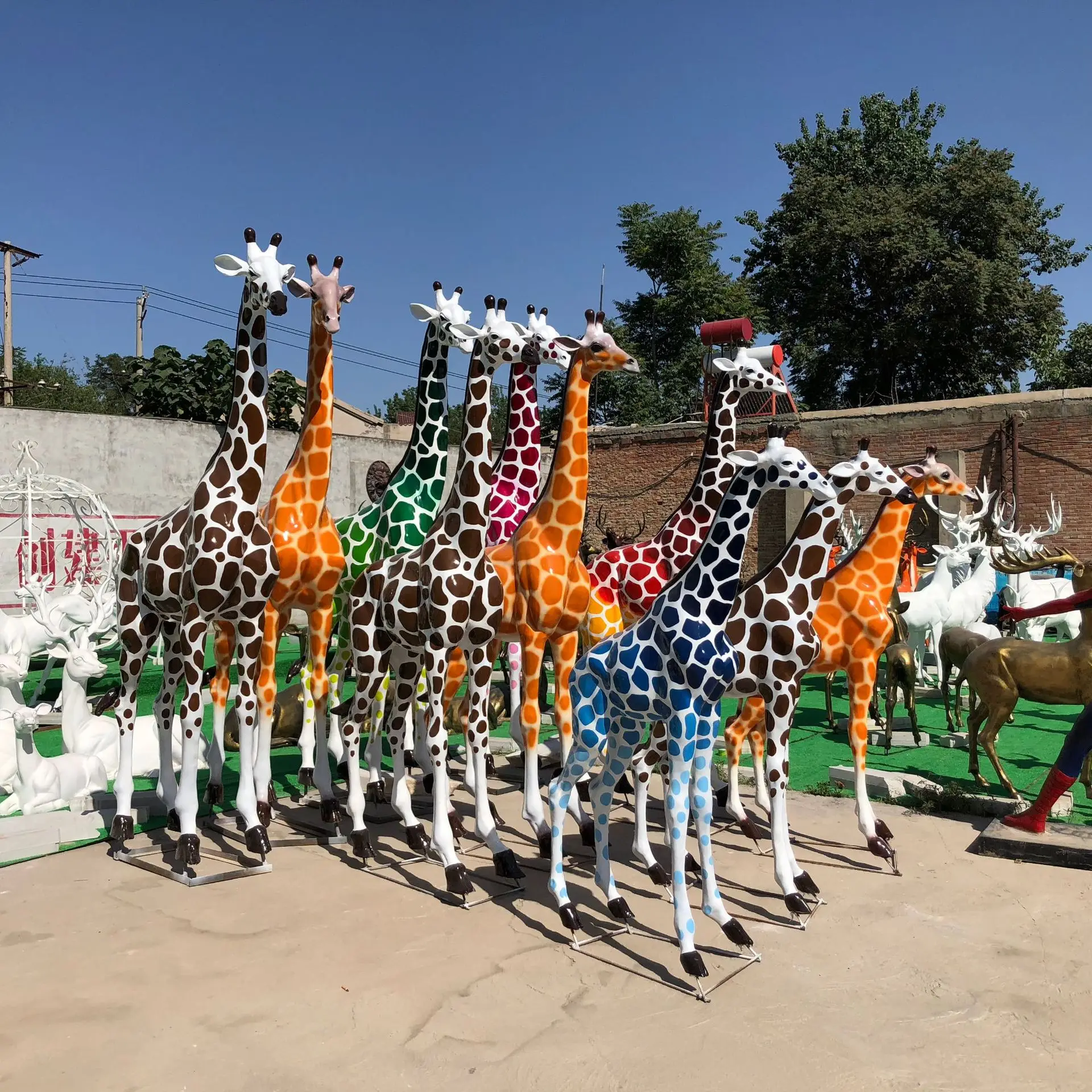 Giraffe Fibre Glass Sculpture/ Giraffe Animal Fibreglass Props Statue