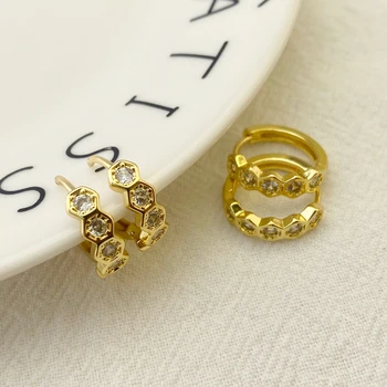 18k Gold Plated White Diamond Gemstone White Zircon Custom Earrings
