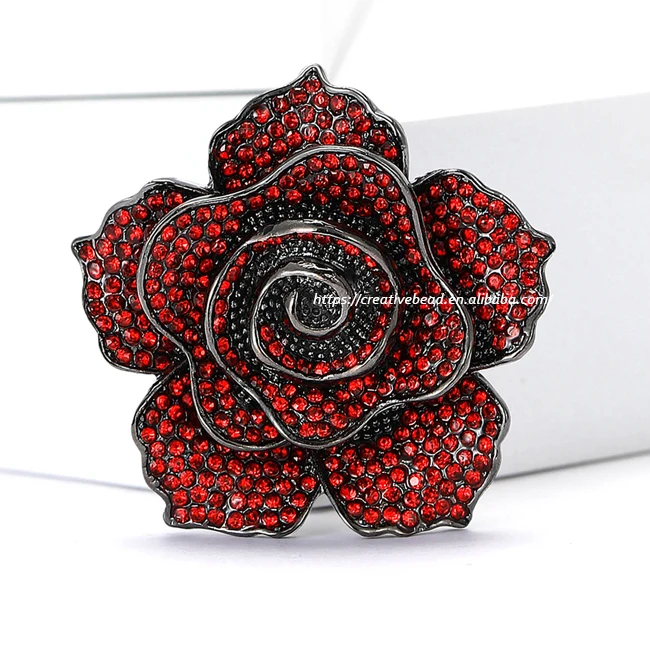 Hot Sale Popular Design Red Rose Brooch Pin for High Quality  Rhinestone Designer Charms Factory Wholesale Fashion Jewelry