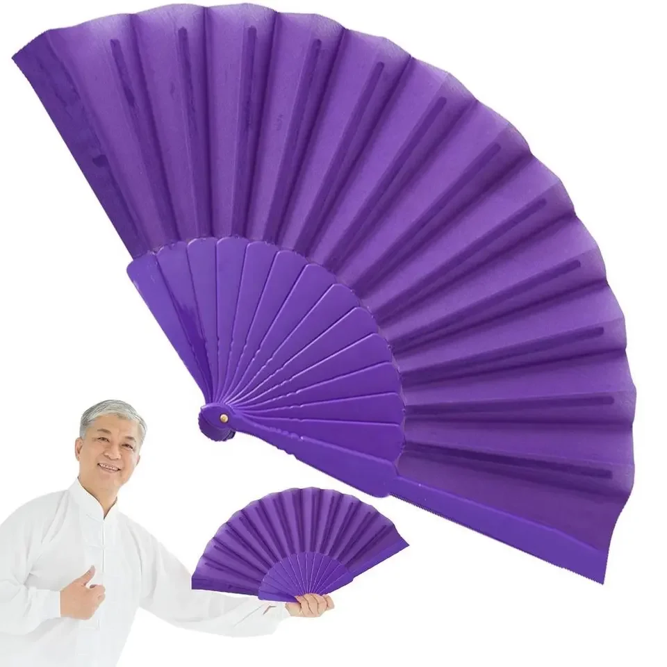 Handheld Folding Fan - Nylon Cloth Wedding Fan with Plastic Handle