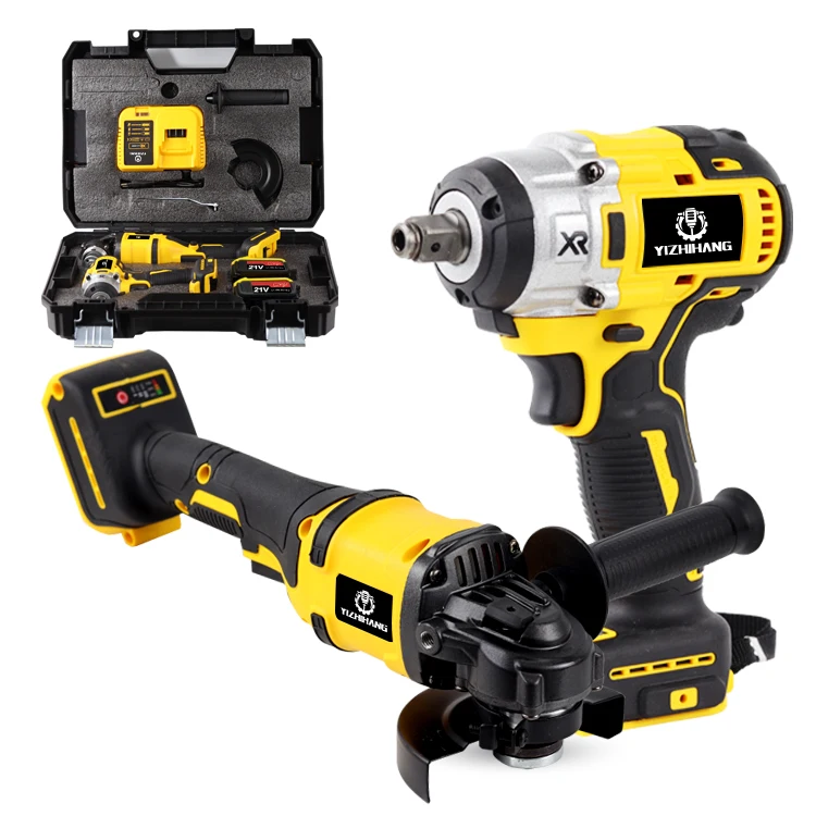 ABSE13 Hand Power Tools 18V Brushless Impact Wrench Angle Grinder Cordless Combo Kit