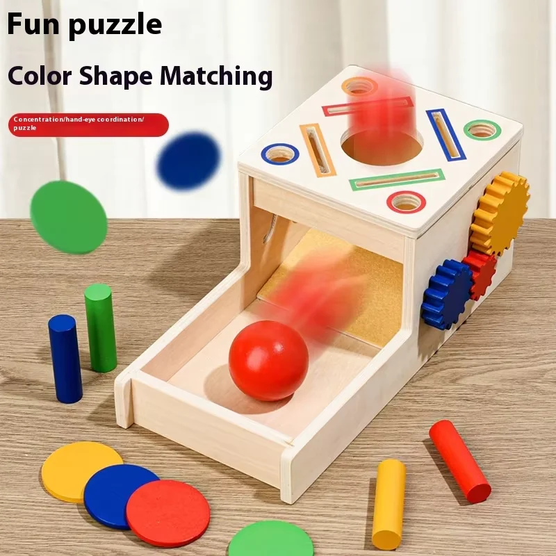 Montessori educatief speelgoed Vroeg leermateriaal Tandwiel Kleuren combineren Houten speelset Baby speelgoed Muntendoos Objectpermanentiedoos Speelgoed