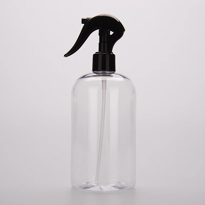 500ml PET Plastic Spray Bottle 500g Customized Cylindrical Empty Transparent Wholesale Pet Shampoo Bottle with Spray Cap