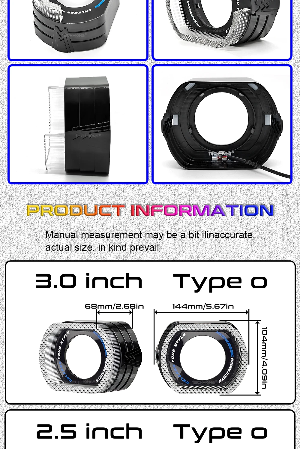 Car LED Angel Eye 2.5/3.0 Inch Shrouds with RGBW Angel Eyes & 5D Lighting for Projector Headlight Decoration New Condition Lamp