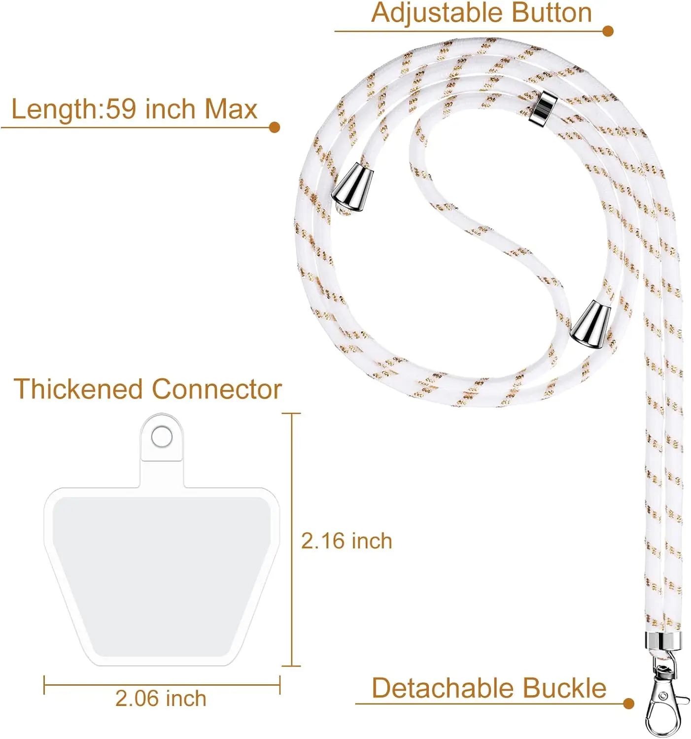 Mobile Phone Lanyard for iPhone and Samsung and More  ALF-091 Laudtec Adjustable Cell Phone Lanyard  Premium 10m Thick Rope