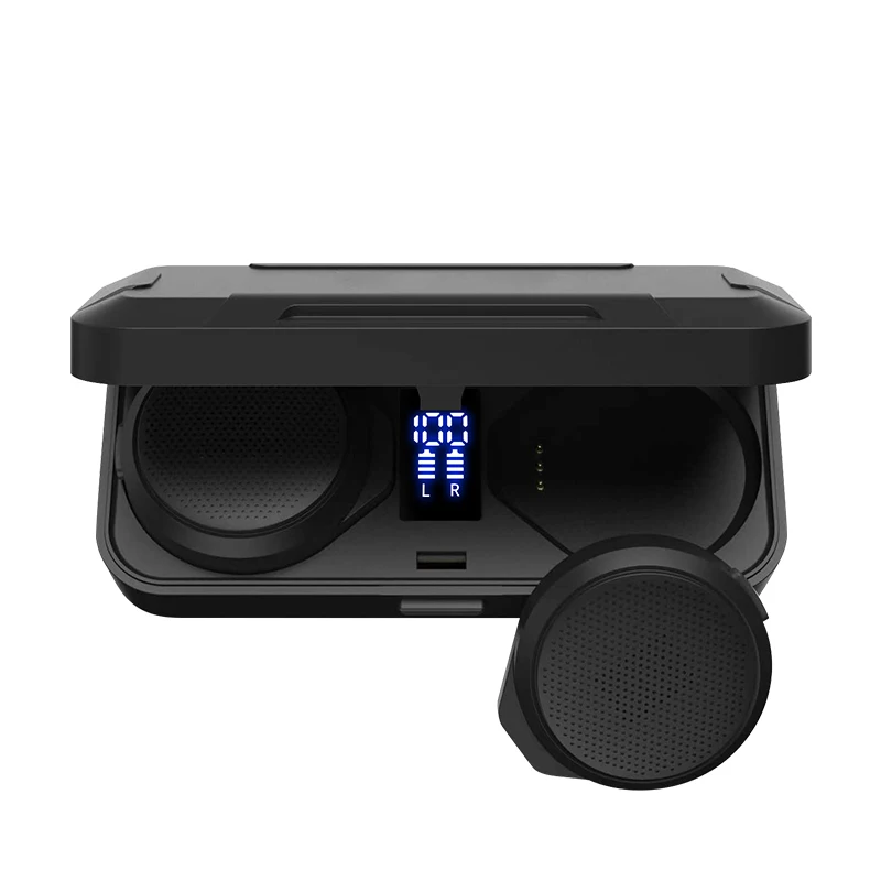 Wireless Earphones TWS LED Display Binaural Headset Waterproof HD Calling Helmet Headphones for Riding and Skidding