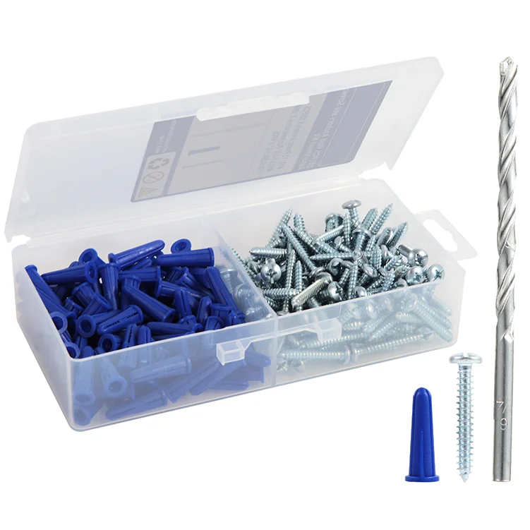 USA Stock - Self Drilling Plastic Drywall Anchors And Screws Kit 100