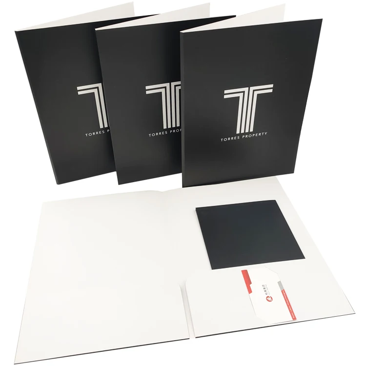 Пользовательские папки A4 с логотипом карманной печатью презентационные