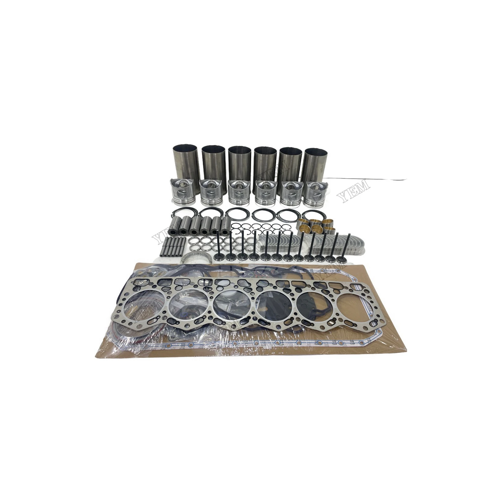 Overhaul Repair Kit With Valves Engine Bearings Cylinder Liner Piston Rings Full Gasket Kit for Komatsu 6D110 Engine Parts