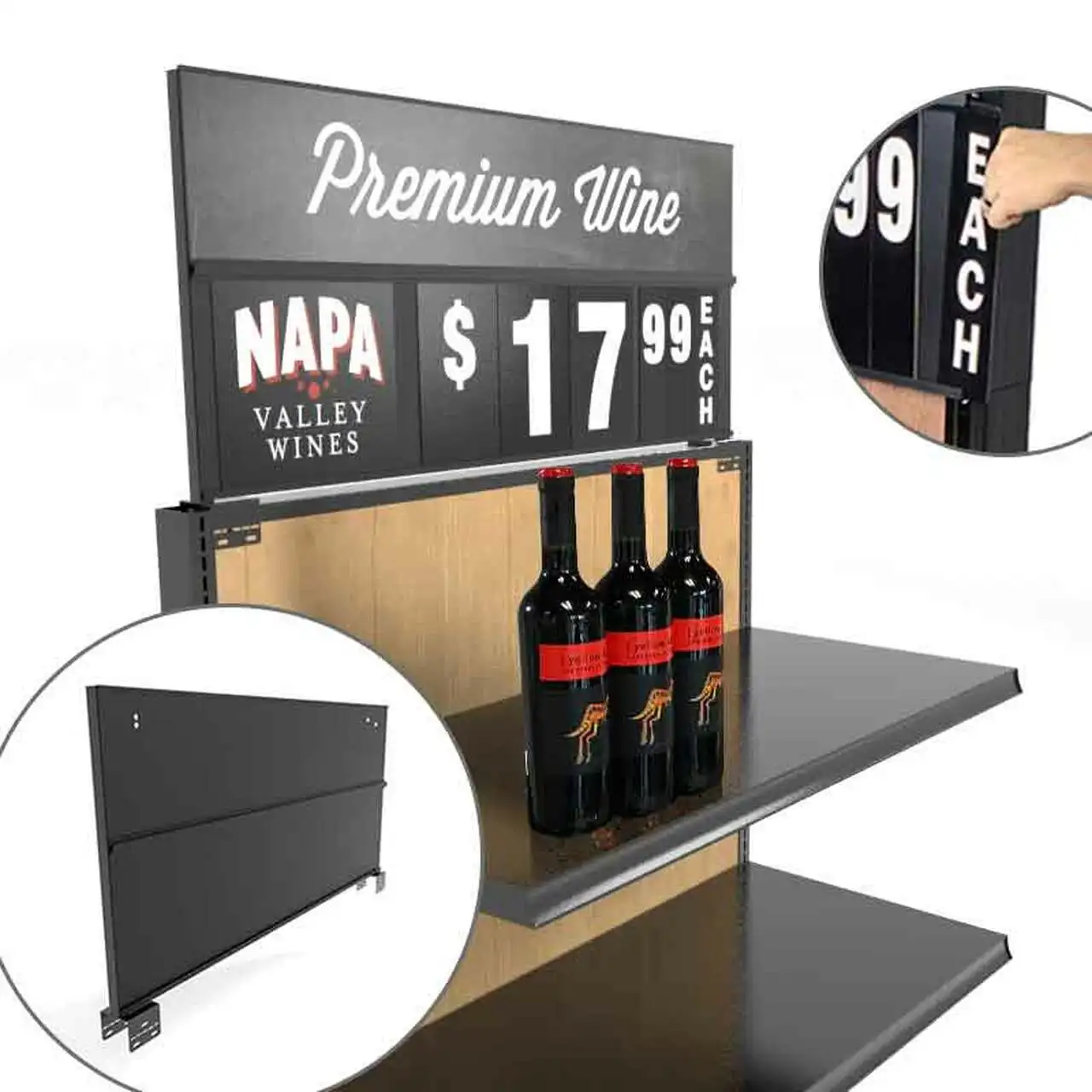 Gondola Top Sign Brackets With Display Spiral Number Pads