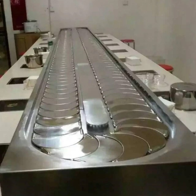 Direct SaleSS316 Plastic Slat Fine Welding Fine Industrial Restaurant Sushi Slat Conveyor 2