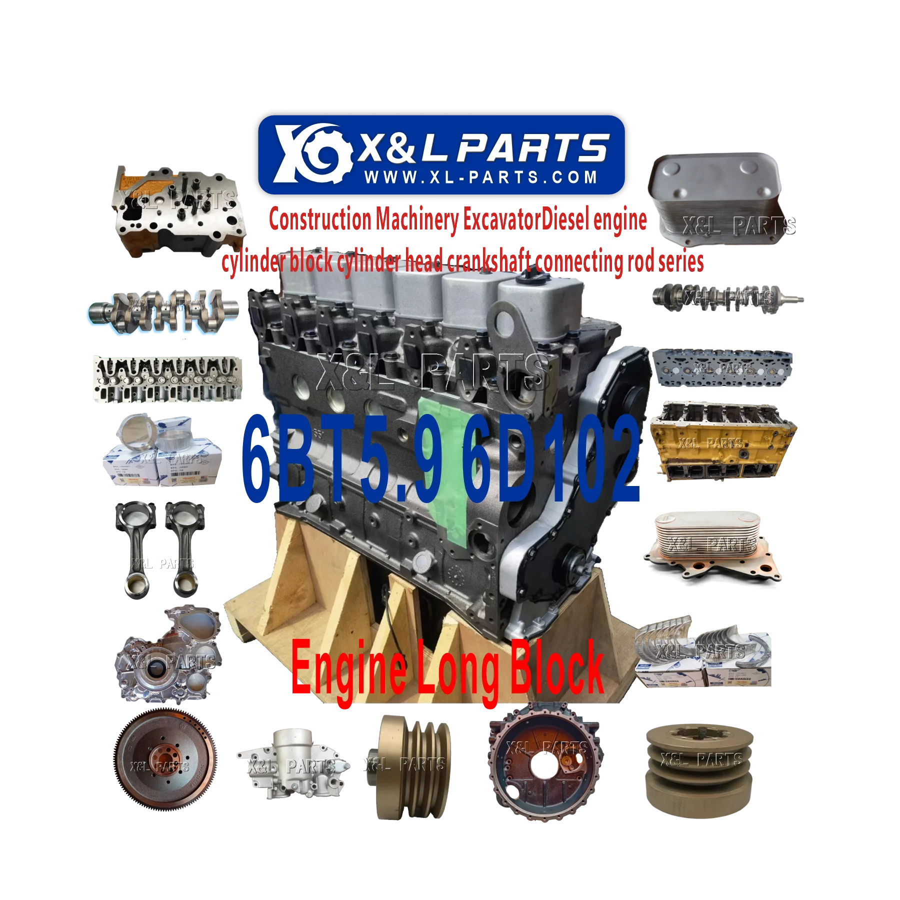 Cummins 6BT5.9 Diesel Engine Long Block for Komatsu PC200