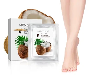 Private Label 5 Pairs Nourishing Whitening Coconut Oil Foot Cream Mask Disposable Portable Foot Spa Gel Sock