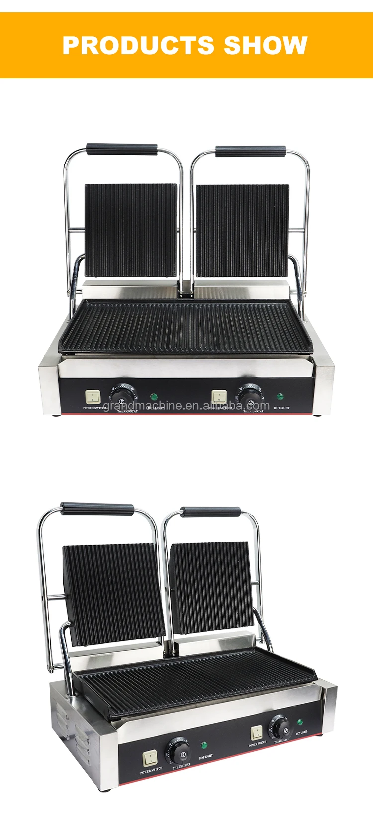 Hot selling cheap price Cast Iron/Electric Sandwich Maker Panini Press Grill Double Plate Food Machinery  Grill Press Grill details