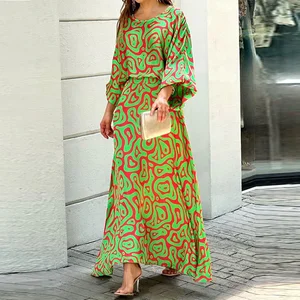 Customized High Waist Chiffon Maxi Skirt Suit for Women Fashionable Ladies' Loose Printed Long-Sleeved Top and Short Pants Set