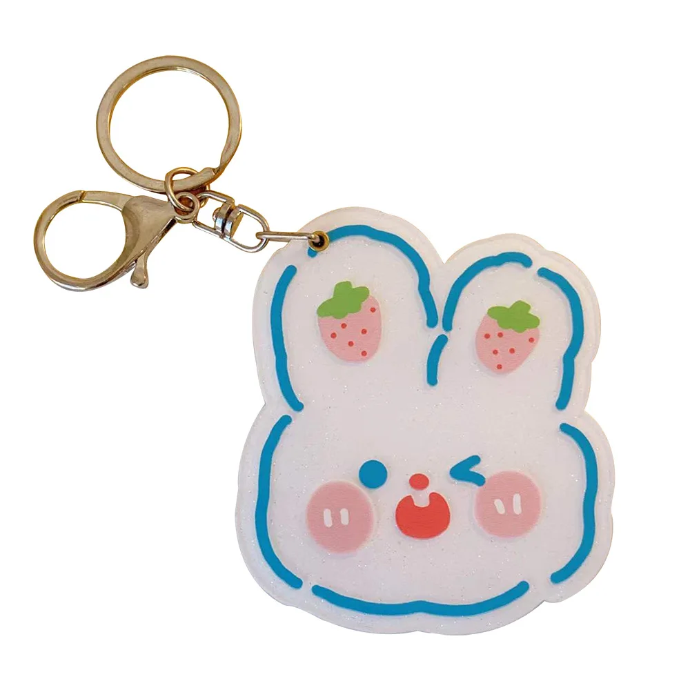 Lilangda Creative Ins Style Portable Small Acrylic Mirror Keychain Cute Makeup Student Bag Pendant UV Printed Plastic Material