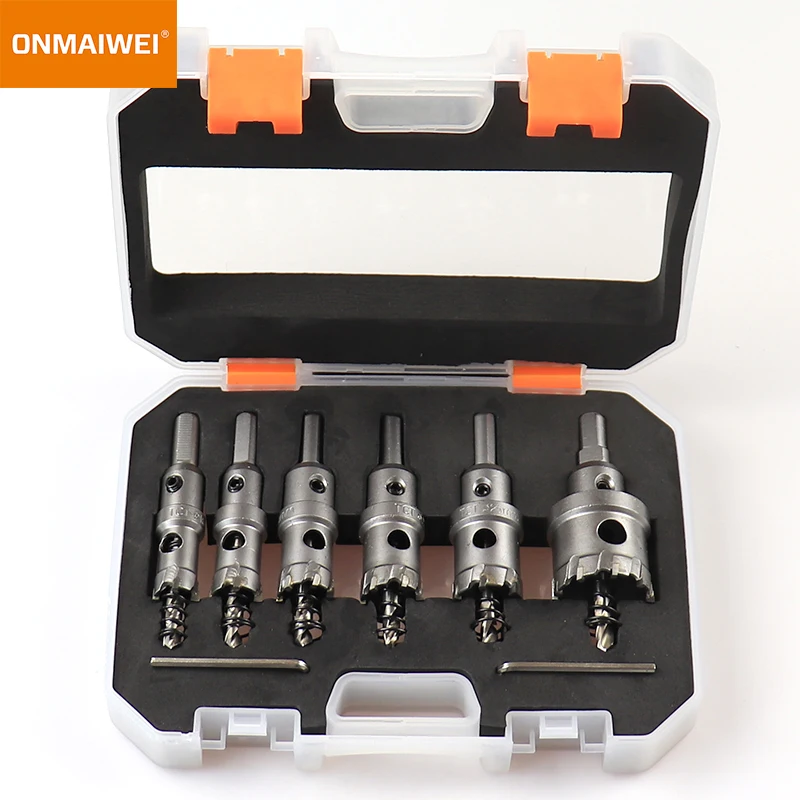 8pcs Drilling Crown for Stainless Steel TCT Hole Saw Set Tungsten Carbide Tipped Drill Bits for Metal Alloy Iron