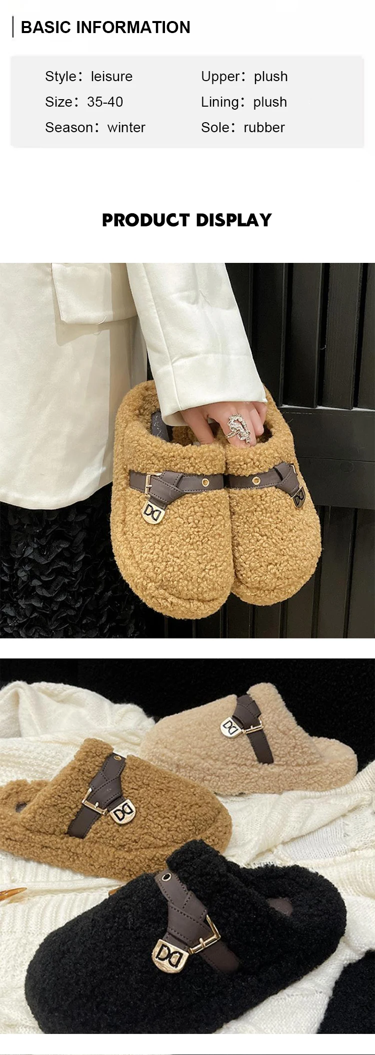 2023 Wholesale Fashion Home Slippers Women Leisure Fluffy Nonslip