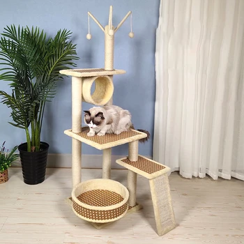 Modern Large Multi-level Cat Tower Scratching Post Pet Interactive Toy ...