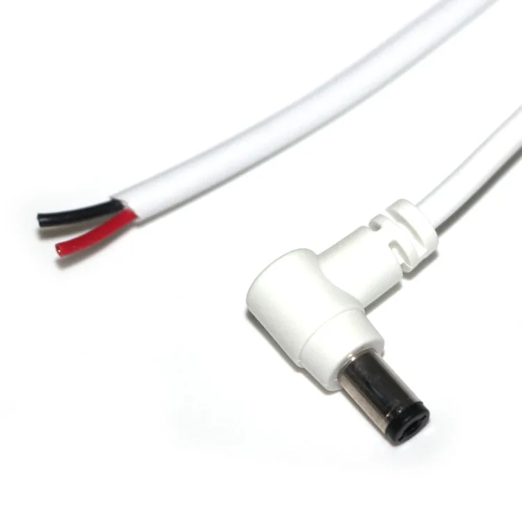 DC 90 Degree Right Angle Plug Power Cable DC 5.5*2.1mm 5.5*2.5mm 3.5*1.35mm 4*1.7mm Male  Plug to Stripping End Power Cable