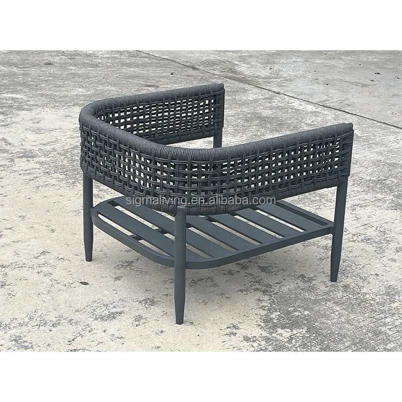 Rope furniture sofa Mixed outdoor aluminum casting patio sofa waterproof stain-proof garden sofa