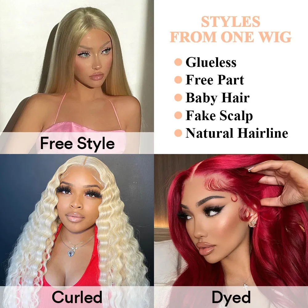 13x4 Honigblond Gerade Echthaar Perücken Für Frauen Kleberlose Brasilianische Perücke_voghion.com