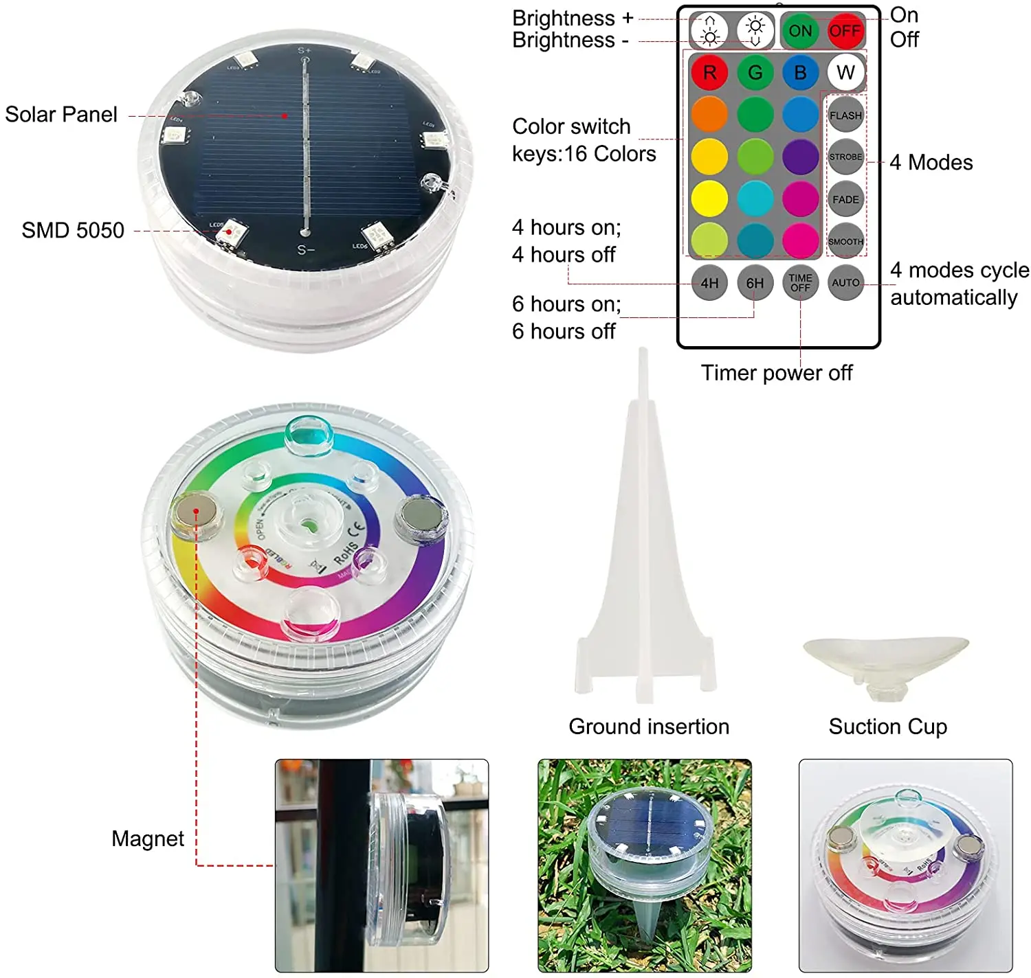 OEM wholesale hot seller Solar Submersible IP68 Pool Light with RF Remote for fountain pond party fishtank bathtub
