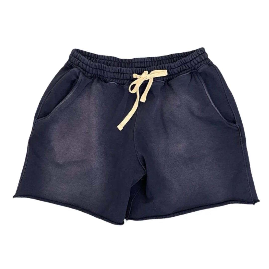 Men's Custom French Terry Gym Shorts High Quality Cotton Vintage Raw Edge Acid Wash Casual Streetwear Elastic Waist Closure gallery 3