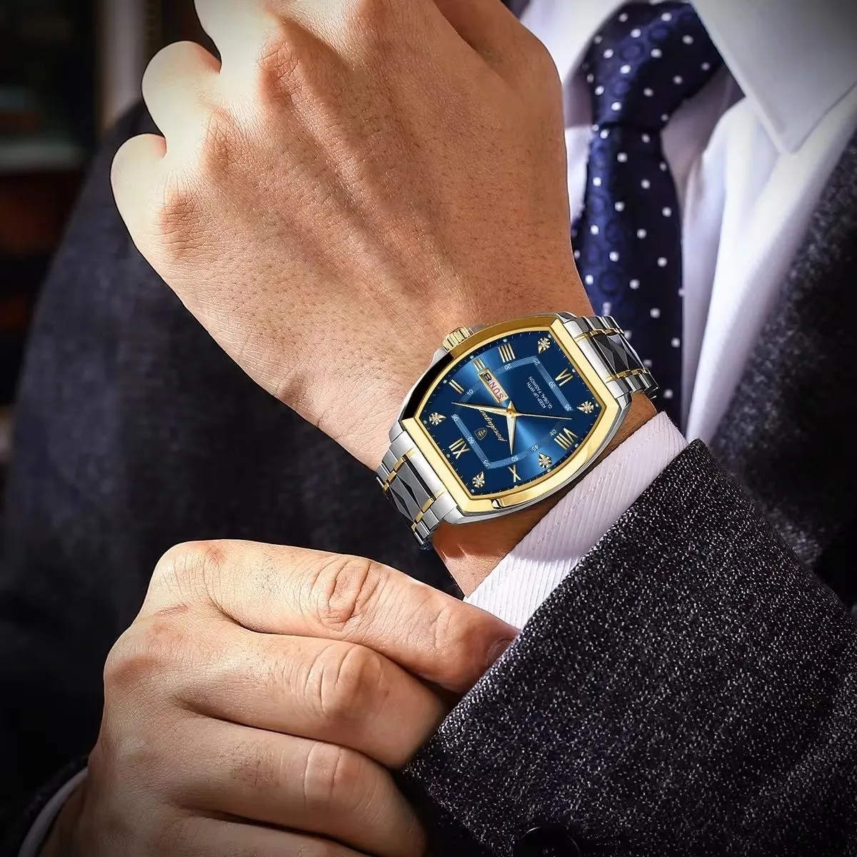 Orologio Da Uomo Al Quarzo Con Grande Quadrante – Impermeabile 30m, Cinturino In Pelle, Doppio Calendario, Illuminazione Notturna, Regalo - 2