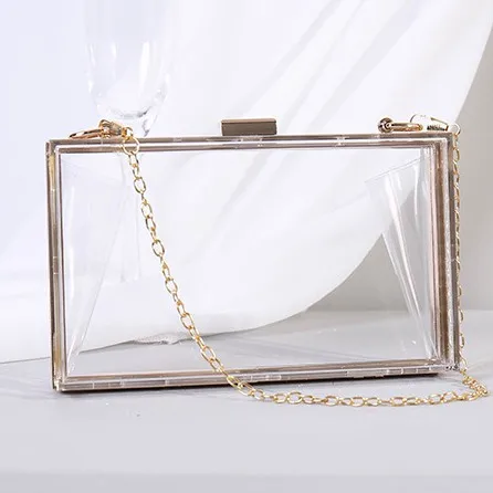 Summer Ladies Transparent Boxed Purse Women Clear Acrylic Evening