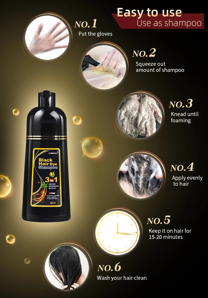 Meidu Famous Brand Bubble Dyeing Plant Extract Organic Herbal Blacken Hair  Shampoo for Men