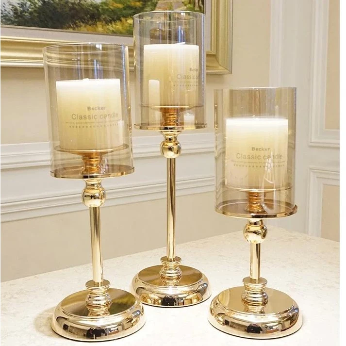 Роскошный металлический подсвечник, палочки, контейнер для восковых свечей, стеклянный цилиндр, декор для свадьбы, мероприятия, домашней вечеринки, подсвечник