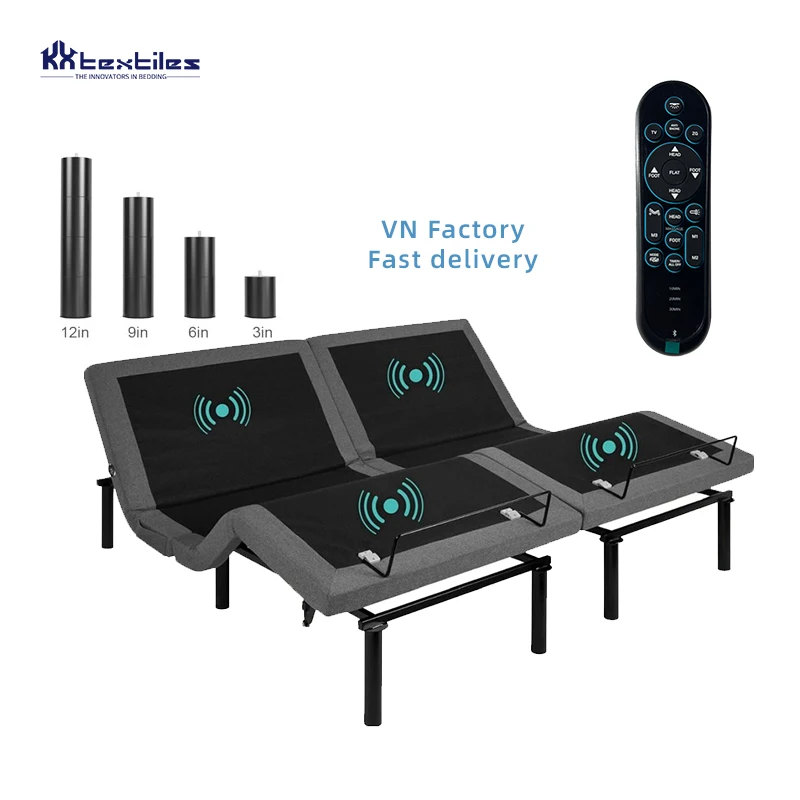 Fashion Product Comfortable Smart Split King Metal Frame Adjustable Bed with Massage