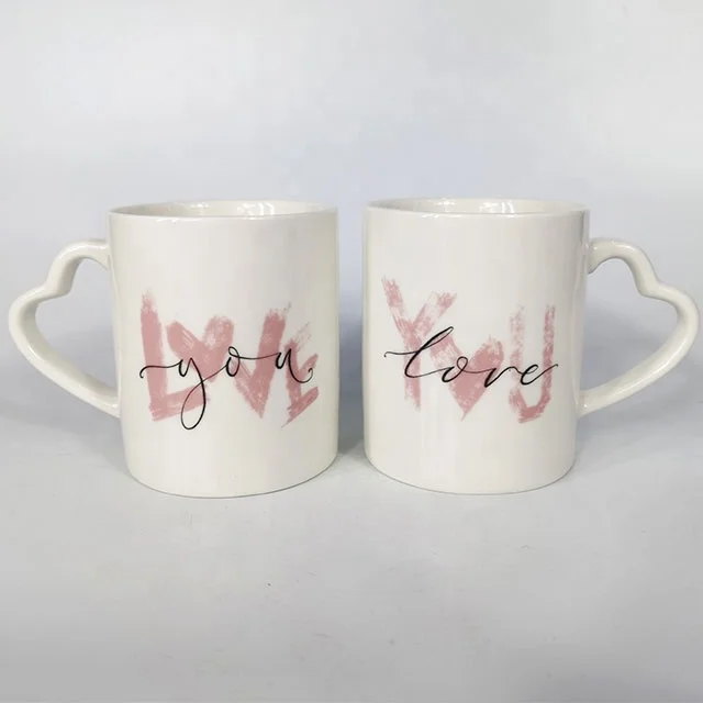 Valentine's Day Gift Mug Ceramic Mug With Heart Shaped Handle Couple Mug