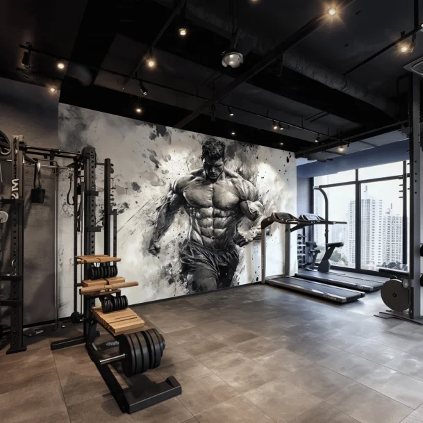Cheap Gym 3d Wallpaper Muscle Man Fitness Wall Decoration