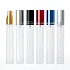 Clear glass bottle + double line blue sprayer