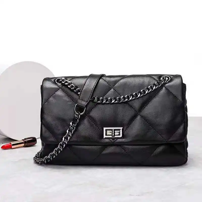 New Simple Soft Lambskin Leather Customise Womens Shoulder Bags Bolsos Para Mujeres Juvenil