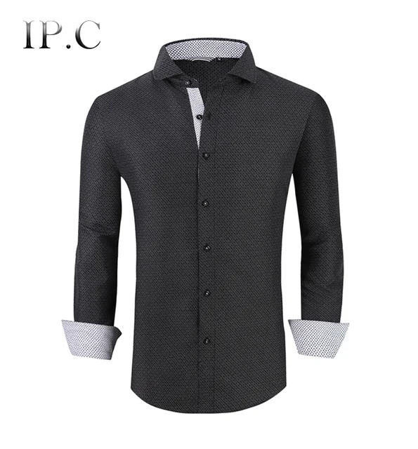 2024 OEM ODM Custom Men elegant formal custom design slim fit business dress classic plaid print French cuff cotton men shirt