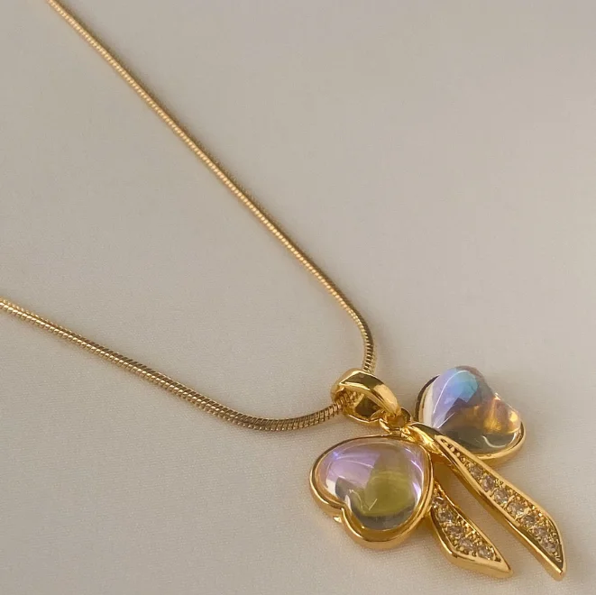 Collana con Fiocco, Collana a Catena con Fiocco con Nastro Ciondolo a Forma di Papillon Alla Moda per Girocollo Regalo di Gioielli con Fiocco in Oro per Donne Ragazze Ballo di Fine