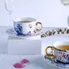 Doucai Blue & White + Rose Blue White 2 Cups & Saucers Gift Box