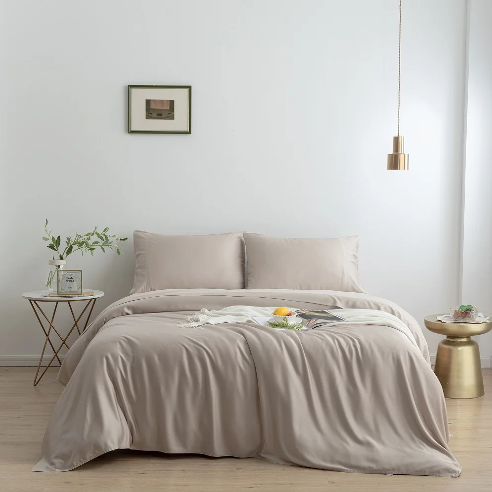 Luxury 300TC Eucalyptus Fabric Lyocell Bed Sheets tencel Bedding Set Bed Linen