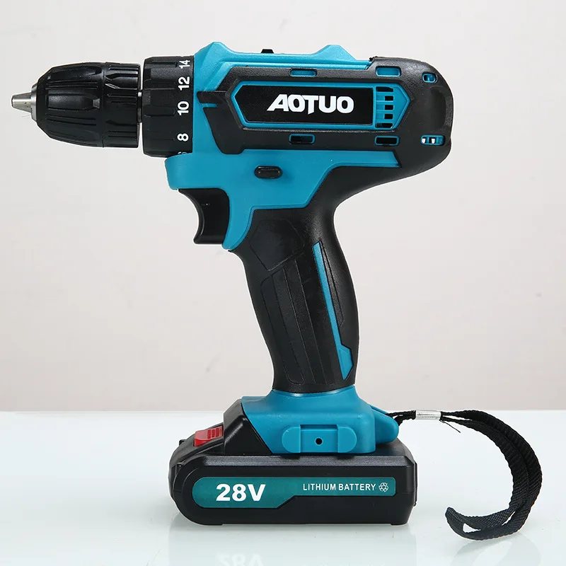 product customized cross border charging drill lithium battery 28v dual speed screwdriver wrench machine toolbox package-3