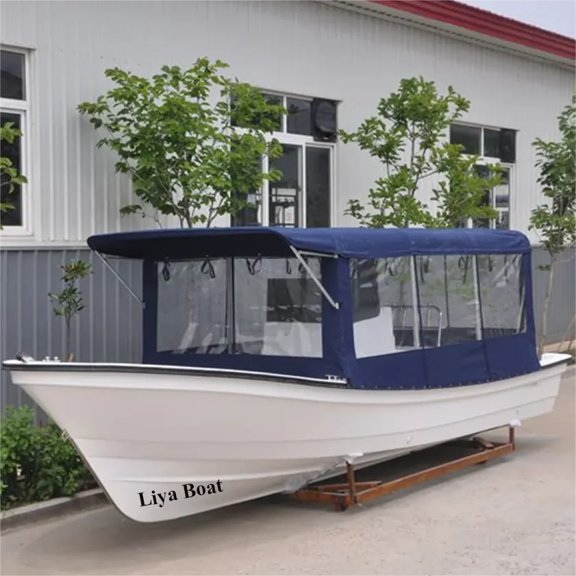 Liya CE 25ft Sport Yacht Deep V Double Hull Open Sea Fiberglass Fishing Boat with Outboard Engine