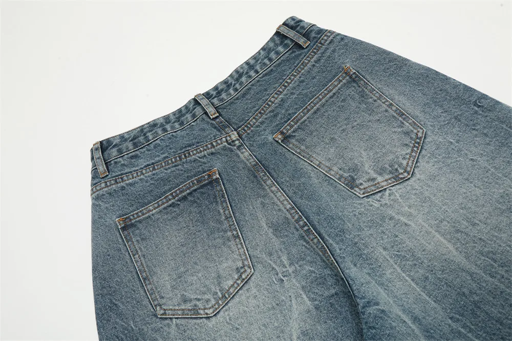 Clothing Manufacturers Washed Distressed Vibe Loose Custom Denim Shorts Men Men's Shorts